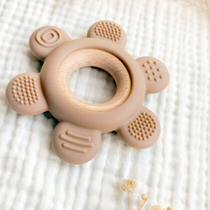 Bijtring siliconen en hout