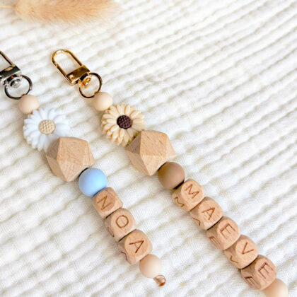 Sleutelhanger met naam en bloem