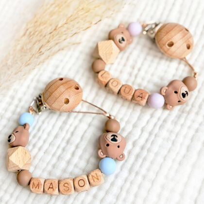 Speenkoord met naam en beer